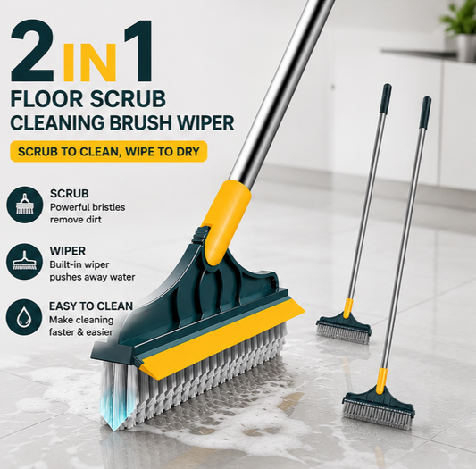 2in1 Floor Scrub Cleaning Brush Wiper